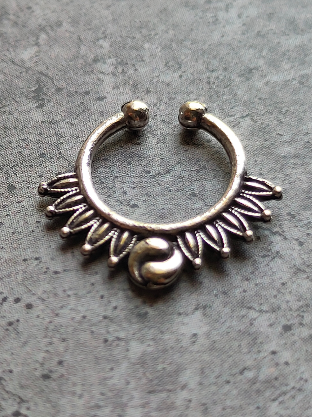 Three Oxidised Silver Tribal Septum Nosepins