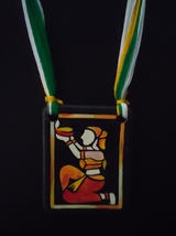 Hand Painted Clay Necklace Set with Multi-Color Thread Closure