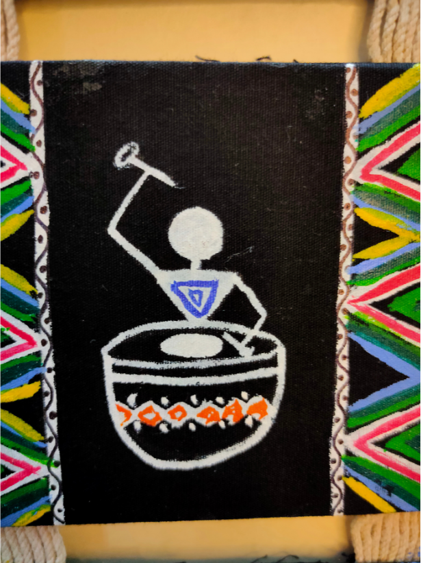 Handmade and Hand-Painted Tribal Motifs Fabric Wall Hanging