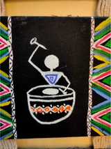 Handmade and Hand-Painted Tribal Motifs Fabric Wall Hanging