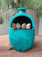 Load image into Gallery viewer, Turquoise Bird Motifs Handcrafted Modern Terracotta Clay Pot
