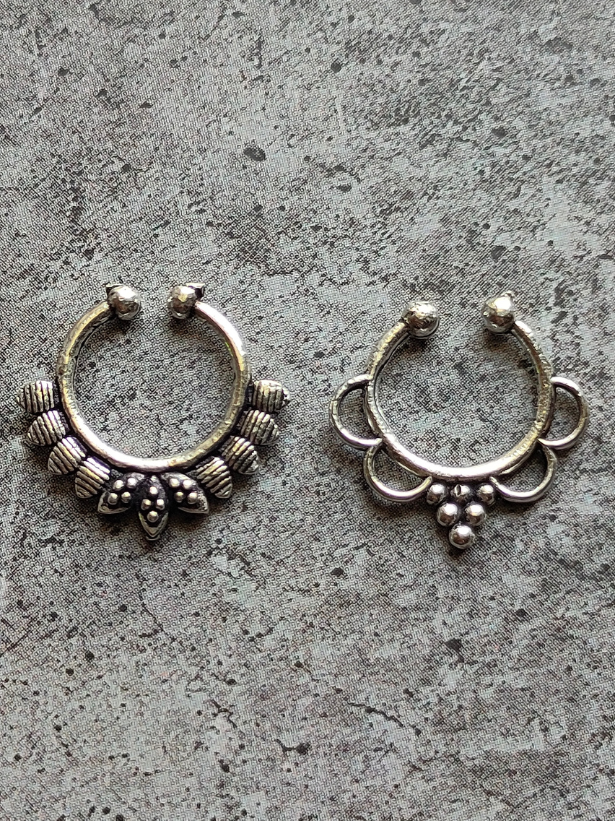 Two Oxidised Silver Septum Nosepins