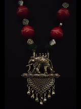 Elephant Motif Beaded Necklace Set