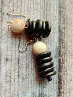Load image into Gallery viewer, Shells and Wooden Beads Fabric Necklace Set with Metal Pendant
