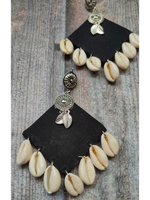 Load image into Gallery viewer, Fabric &amp; Shell Dangler Earrings
