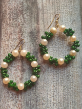 Beads and Pearls Christmas Hoop Earrings