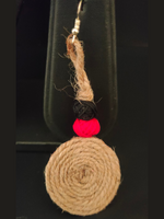 Load image into Gallery viewer, Handcrafted Jute and Fabric Beads Necklace Set with Dangler Earrings
