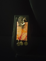 Red & White Fabric and Metal Pendant Necklace Set