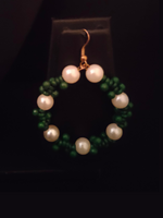 Load image into Gallery viewer, Beads and Pearls Christmas Hoop Earrings
