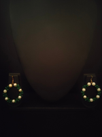 Load image into Gallery viewer, Beads and Pearls Christmas Hoop Earrings
