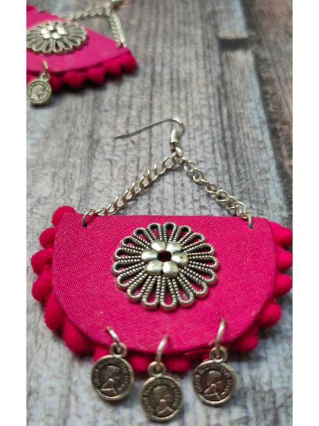 Fun Fuchsia Fabric Dangler Earrings