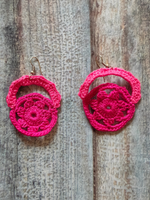 Load image into Gallery viewer, Pink Hand Knitted Crochet 2 Layer Earrings
