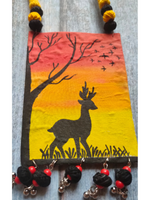 Load image into Gallery viewer, Hand Painted Deer Fabric Necklace Set with Thread Closure
