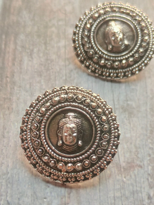 Buddha Motif Metal Stud Earrings