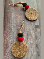 Load image into Gallery viewer, Handcrafted Jute and Fabric Beads Necklace Set with Dangler Earrings
