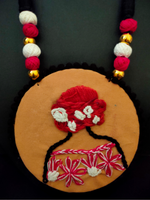 Load image into Gallery viewer, Embroidered Crochet and Thread Work Fabric Necklace Set
