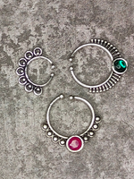 Load image into Gallery viewer, Three Oxidised Silver-Plated Petite Septum Nosepins
