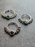 Load image into Gallery viewer, Three Oxidised Silver Tribal Septum Nosepins
