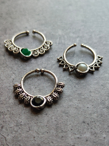 Three Oxidised Silver Tribal Septum Nosepins