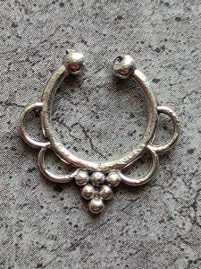 Three Oxidised Silver Tribal Septum Nosepins