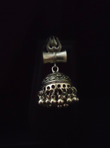 Set of 3 - Lotus Motif Long Chain Necklace with Ring and Trishul Earrings