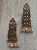 Load image into Gallery viewer, Black Enamel Painted Bird Motif Metal Dangler Earrings
