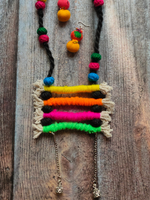 Load image into Gallery viewer, Handcrafted Rope Necklace Set with Fabric Beads
