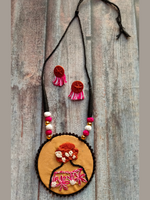 Load image into Gallery viewer, Embroidered Crochet and Thread Work Fabric Necklace Set
