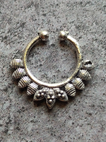 Load image into Gallery viewer, Three Oxidised Silver Tribal Septum Nosepins
