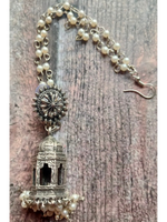 Load image into Gallery viewer, Mahal Shape Long Jhumka Earrings with Ear Chain
