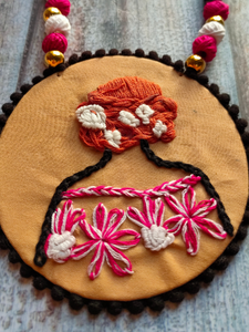 Embroidered Crochet and Thread Work Fabric Necklace Set