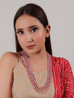 Load image into Gallery viewer, Red and Blue Multi-Layer Beads Hand Braided Antique Gold Finish Necklace
