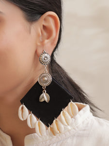 Fabric & Shell Dangler Earrings