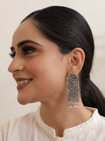 Load image into Gallery viewer, White Beads Statement Oxidised Silver Dangler Earrings
