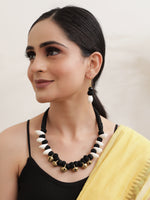 Load image into Gallery viewer, Ghungroo and Shells Beaded Necklace Set with Thread Closure
