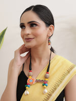 Load image into Gallery viewer, Hand-Painted Clay Shehnai with Shells and Fabric Beads Necklace Set
