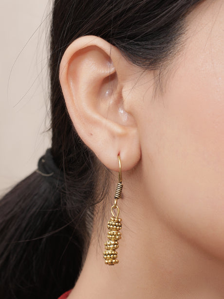 Minimal 2 Layer Necklace Set with Antique Gold Finish Metal Pendant