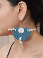 Load image into Gallery viewer, Half Moon Warrior Fabric Necklace Set Accentuated with Metal Charms
