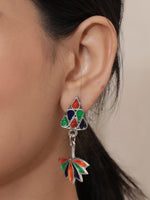 Load image into Gallery viewer, Meenakari Lotus Motifs Afghani Necklace Set
