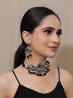 Load image into Gallery viewer, Princess Crown Choker Necklace Set with Stones and Statement Earrings
