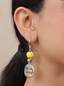 2 Layer Lemon Yellow Metal Pendant Necklace Set