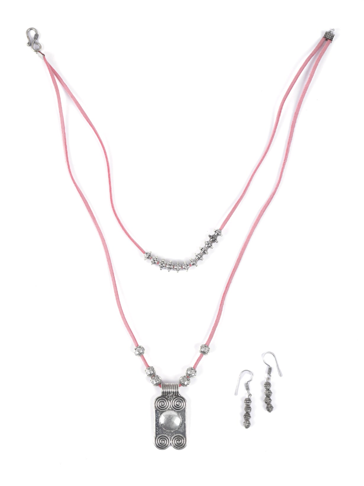 Minimal 2 Layer Necklace Set with Metal Pendants