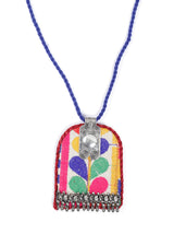 Hand Embroidered Fabric Necklace Set with Metal Accents
