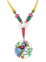 Load image into Gallery viewer, Hand Painted Peacock Wooden Necklace Set with Shells and Thread Closure
