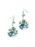 Load image into Gallery viewer, Hand Painted Peacock Wooden Necklace Set with Shells and Thread Closure
