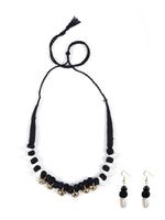 Load image into Gallery viewer, Ghungroo and Shells Beaded Necklace Set with Thread Closure
