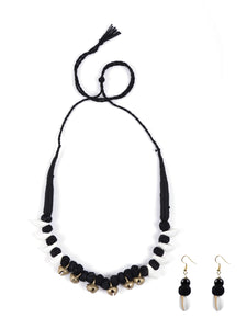 Ghungroo and Shells Beaded Necklace Set with Thread Closure