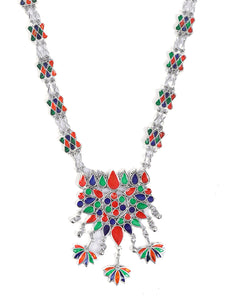 Meenakari Lotus Motifs Afghani Necklace Set