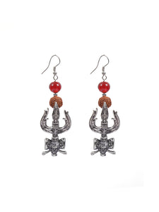 Rudraksha Beads Trishul Necklace Set with Thread Closure
