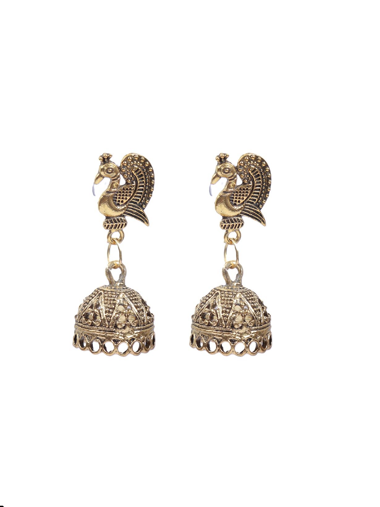 Wooden Pendant Fabric Closure Necklace Set with Antique Gold Finish Earrings